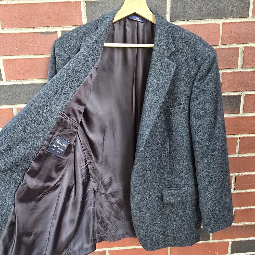 Men's 40R Brooks Brothers Madison Gray Tollegno 1900 100% Cashmere Sport Coat - Picture 7 of 8